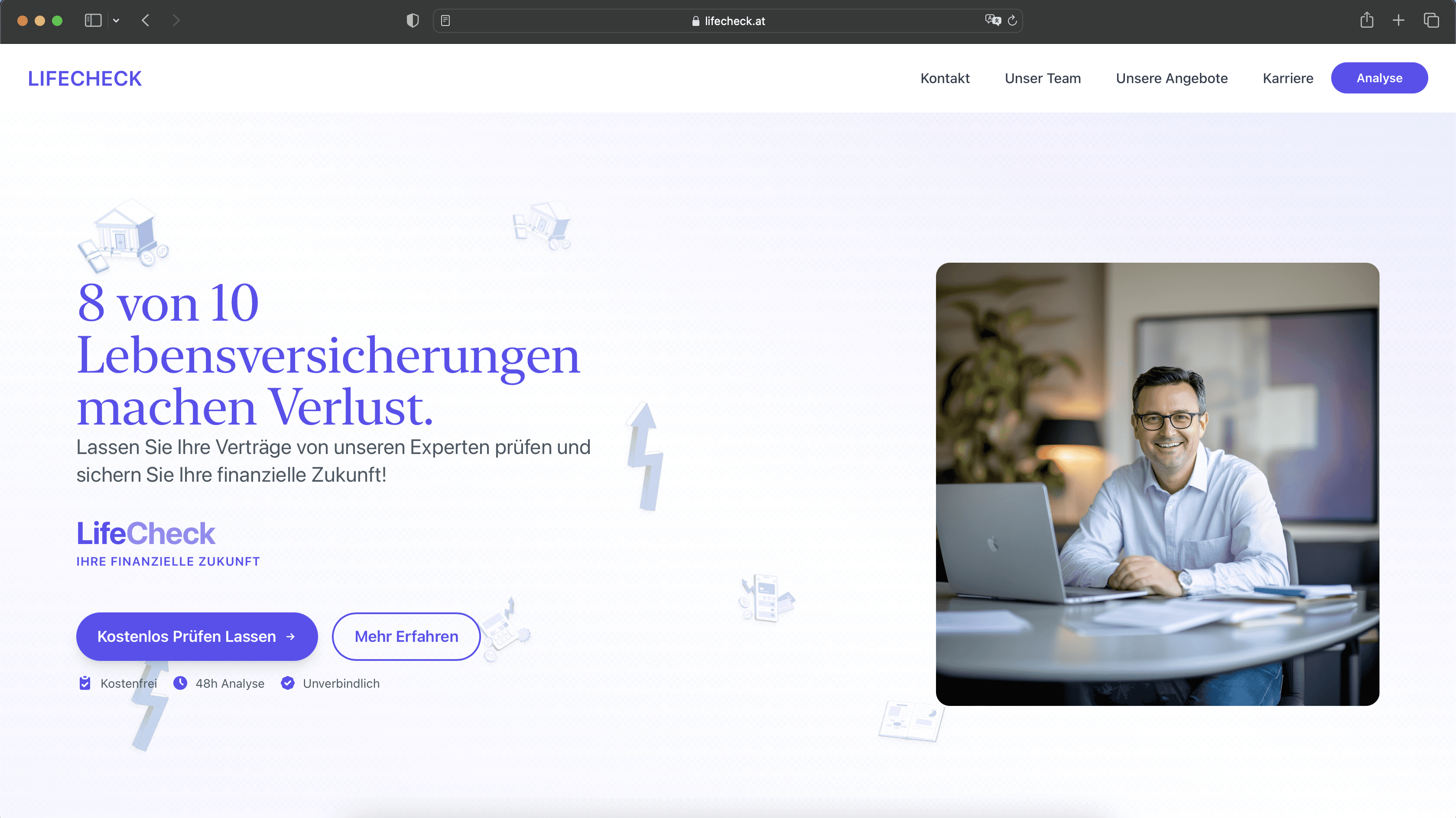 Screenshot der Website Lifecheck.at