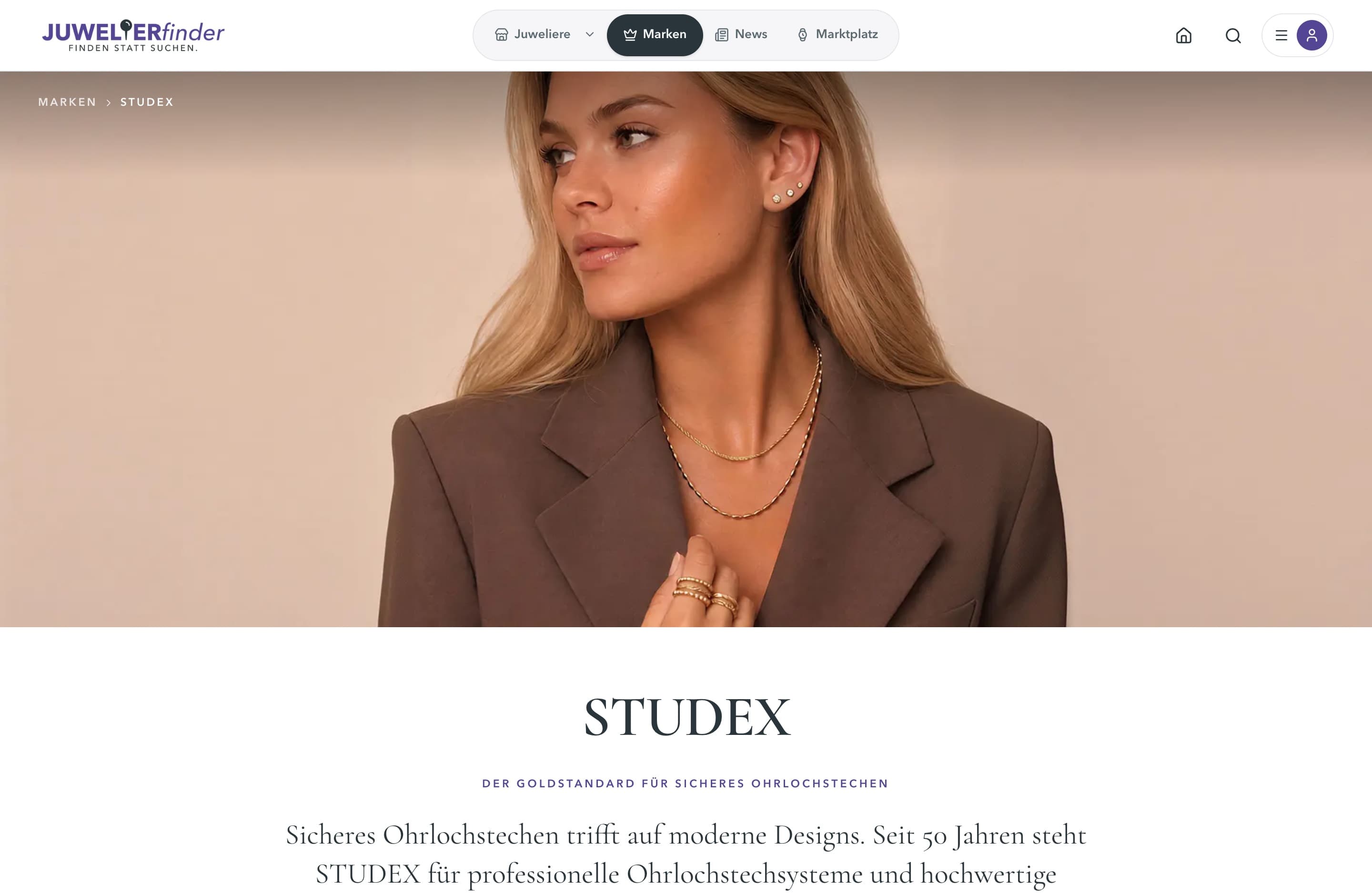 Markenseite von STUDEX auf Juwelierfinder