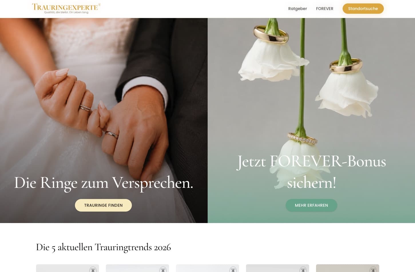 Startseite von Trauringexperten.com