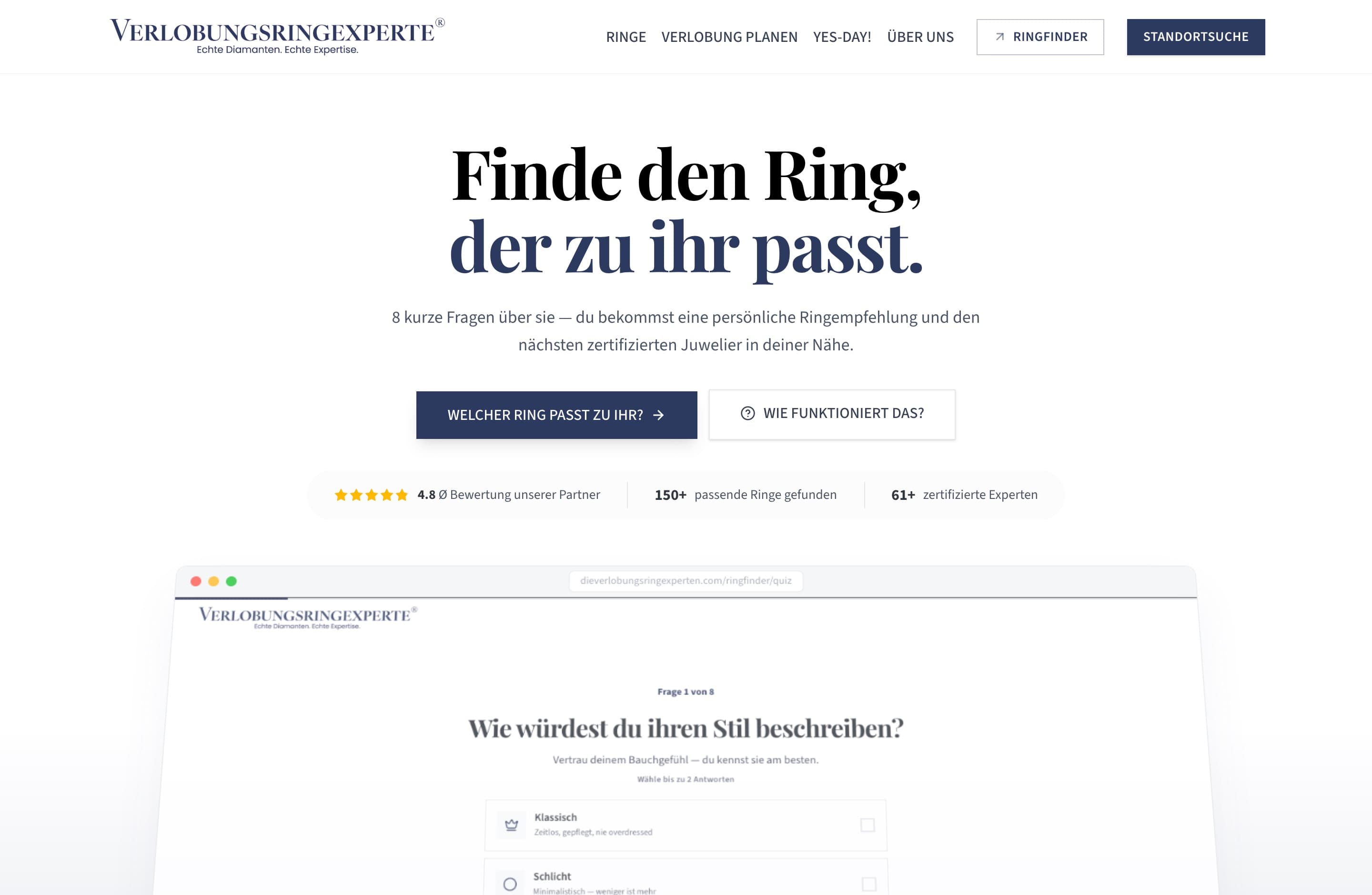 Einstieg in den Ringfinder, den VEX-Funnel mit geführten Fragen