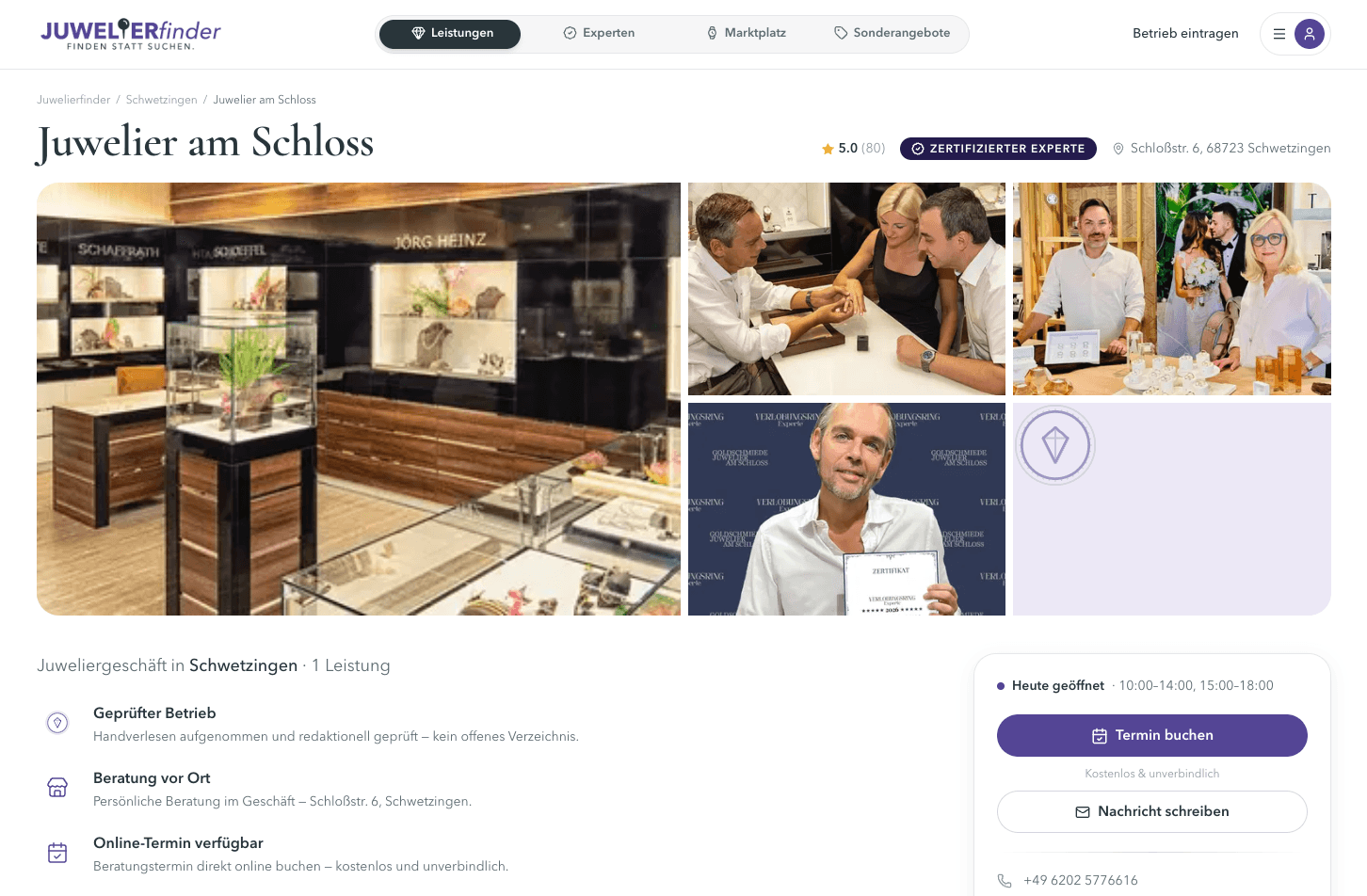 Juwelier-Profilseite auf Juwelierfinder