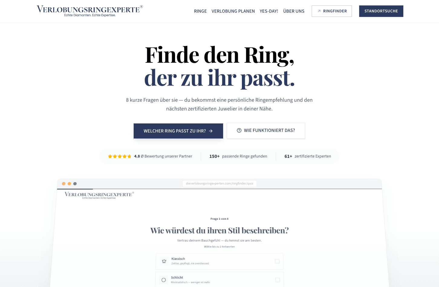 Schritt des VEX-Funnels mit geführten Fragen