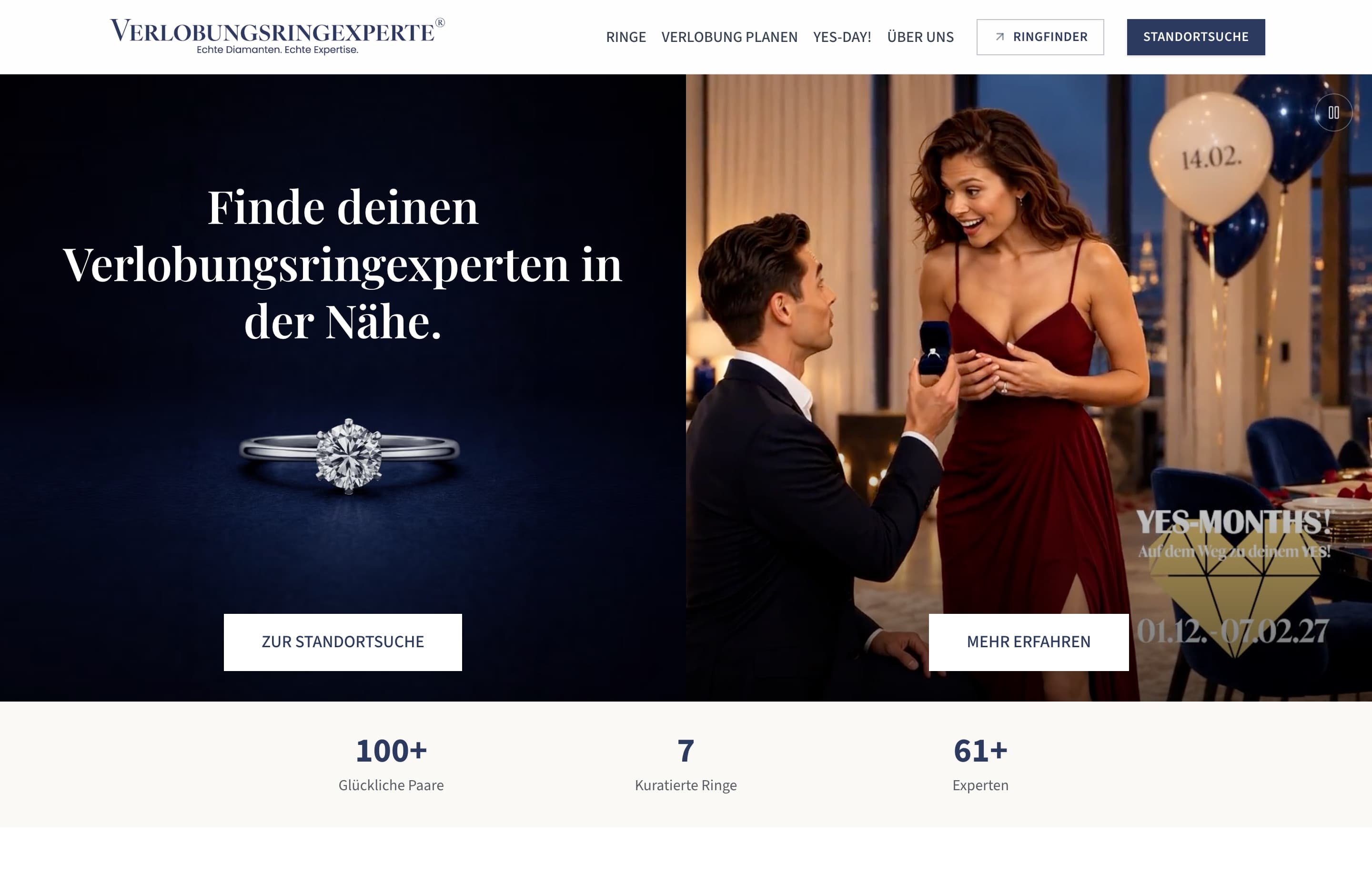 Startseite von Dieverlobungsringexperten.com